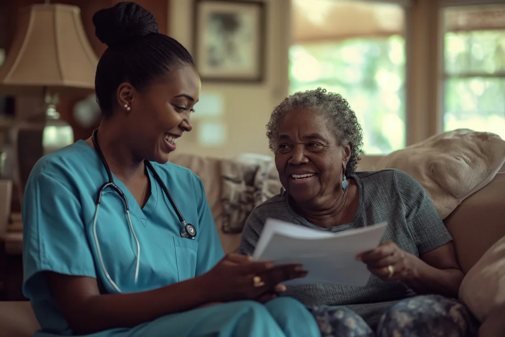 A companion spending time with a client at home